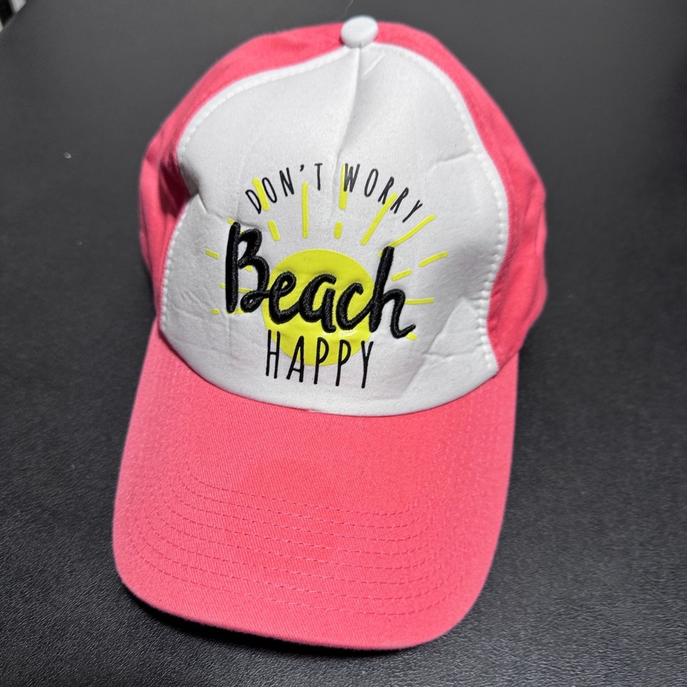 SeaWorld Parks Baseball Cap Womens OSFM Pink White Beach Happy Graphic Hat